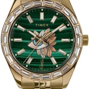 Timex Gold and Green Watch with Eye Design